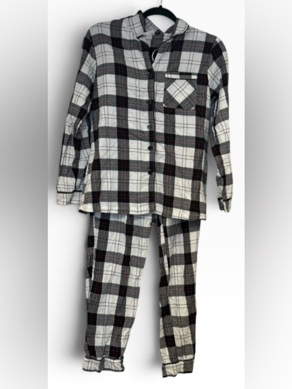 Target Wondershop Holiday Plaid Flannel Pajama Set Black/White/Red Women's Sz S